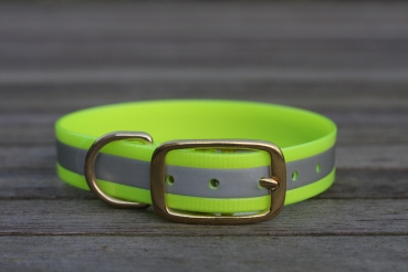 Biothane collar, reflective 25mm yellow (buckle) + option free label with print