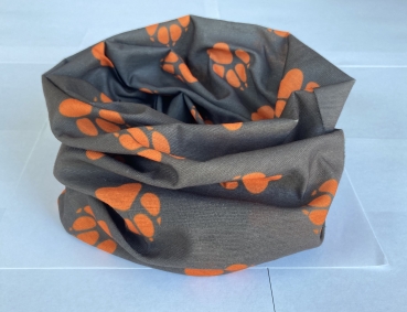 1+1free neck warmer (paw orange-brown) bandana, Multifunctional scarf