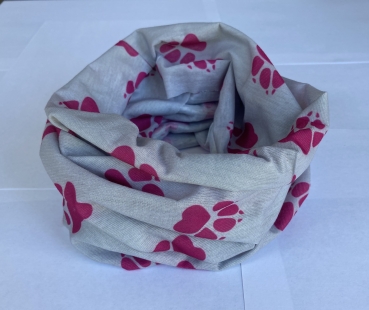 1+1free neck warmer (paw pink-gray) bandana, Multifunctional scarf