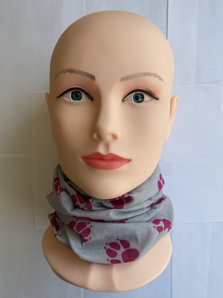 1+1free neck warmer (paw pink-gray) bandana, Multifunctional scarf