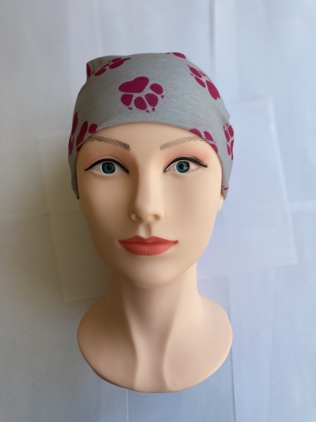 1+1free neck warmer (paw pink-gray) bandana, Multifunctional scarf