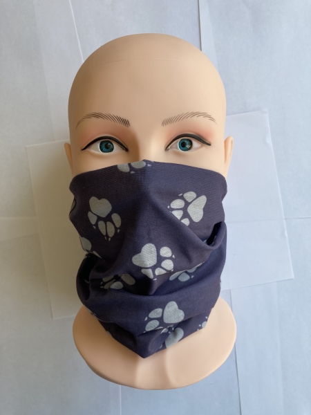 1+1free neck warmer (paw gray) bandana, Multifunctional scarf